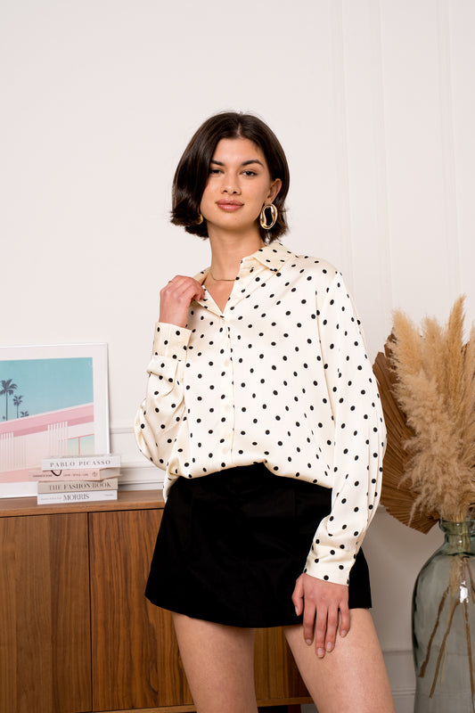 Chemise Héloïse – Satin & pois raffinés