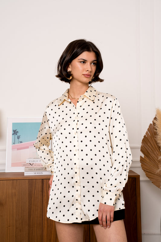 Chemise Héloïse – Satin & pois raffinés
