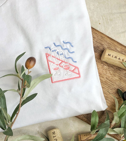 T shirt brodé - Rosé Piscine