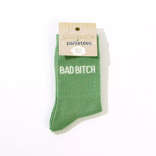Chaussettes pailletées - Bad bitch