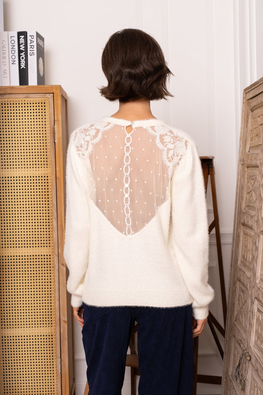 Pull Louisa – Dos nu dentelle & douceur fluffy