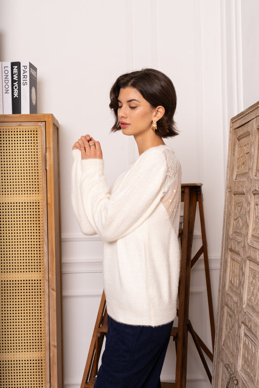 Pull Louisa – Dos nu dentelle & douceur fluffy