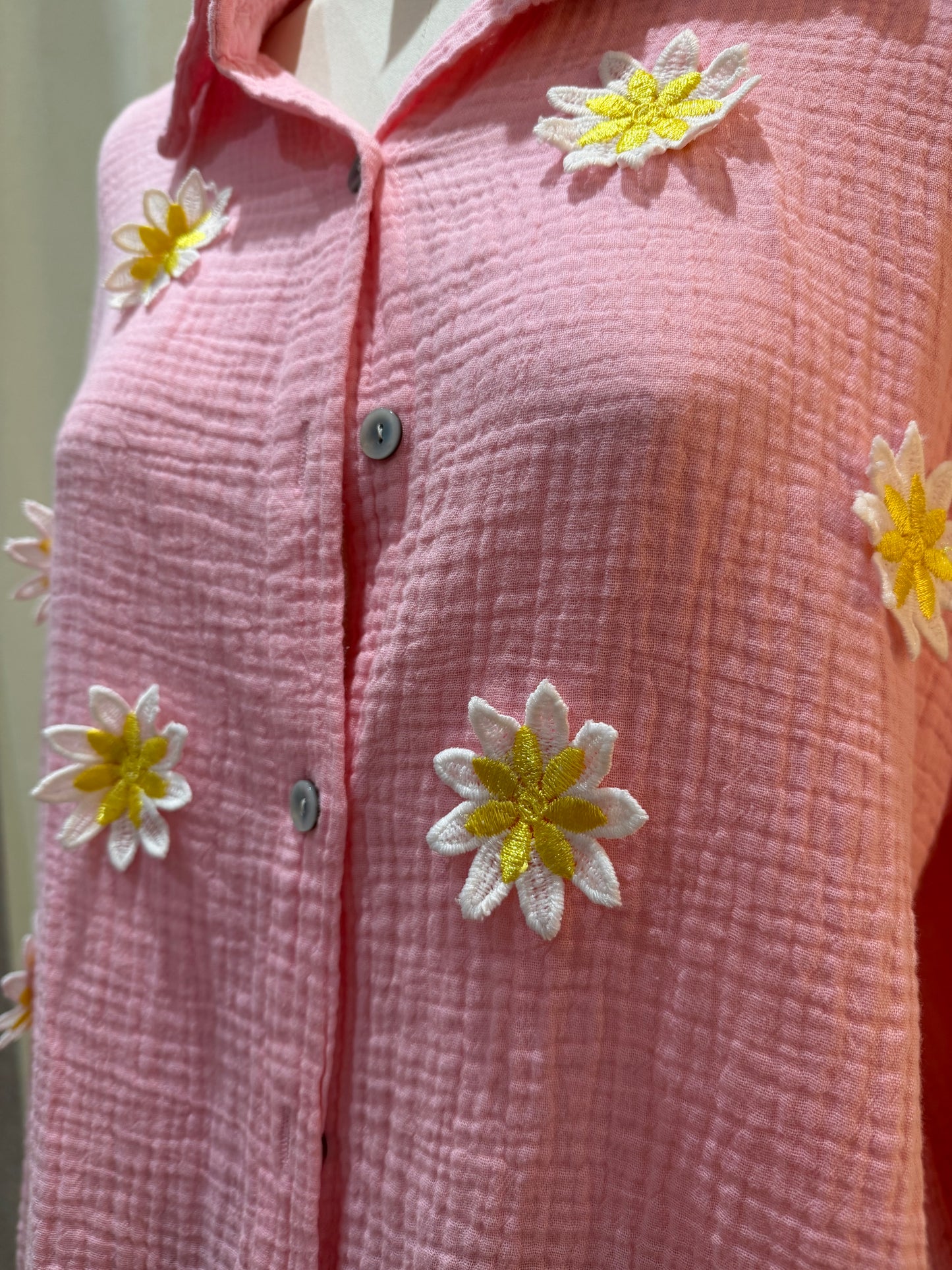 Chemise Marguerite – Gaze de coton & broderies fleuries
