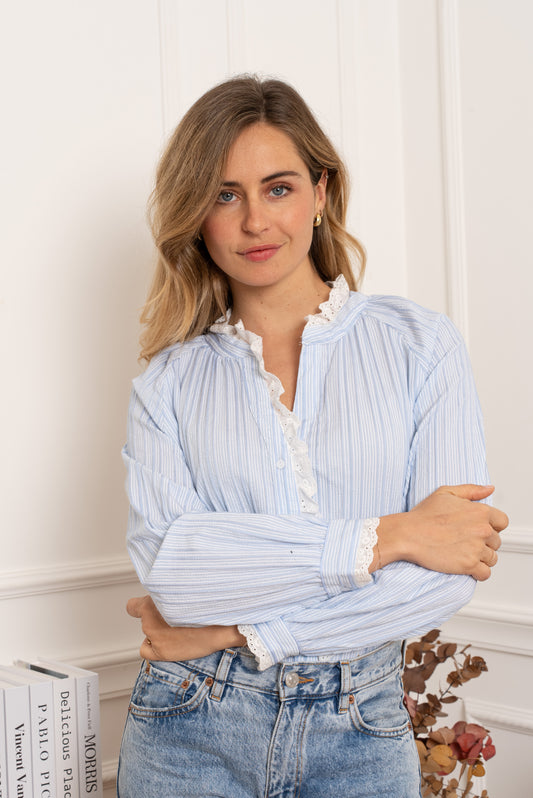 Chemise Mabel – Dentelle & rayures